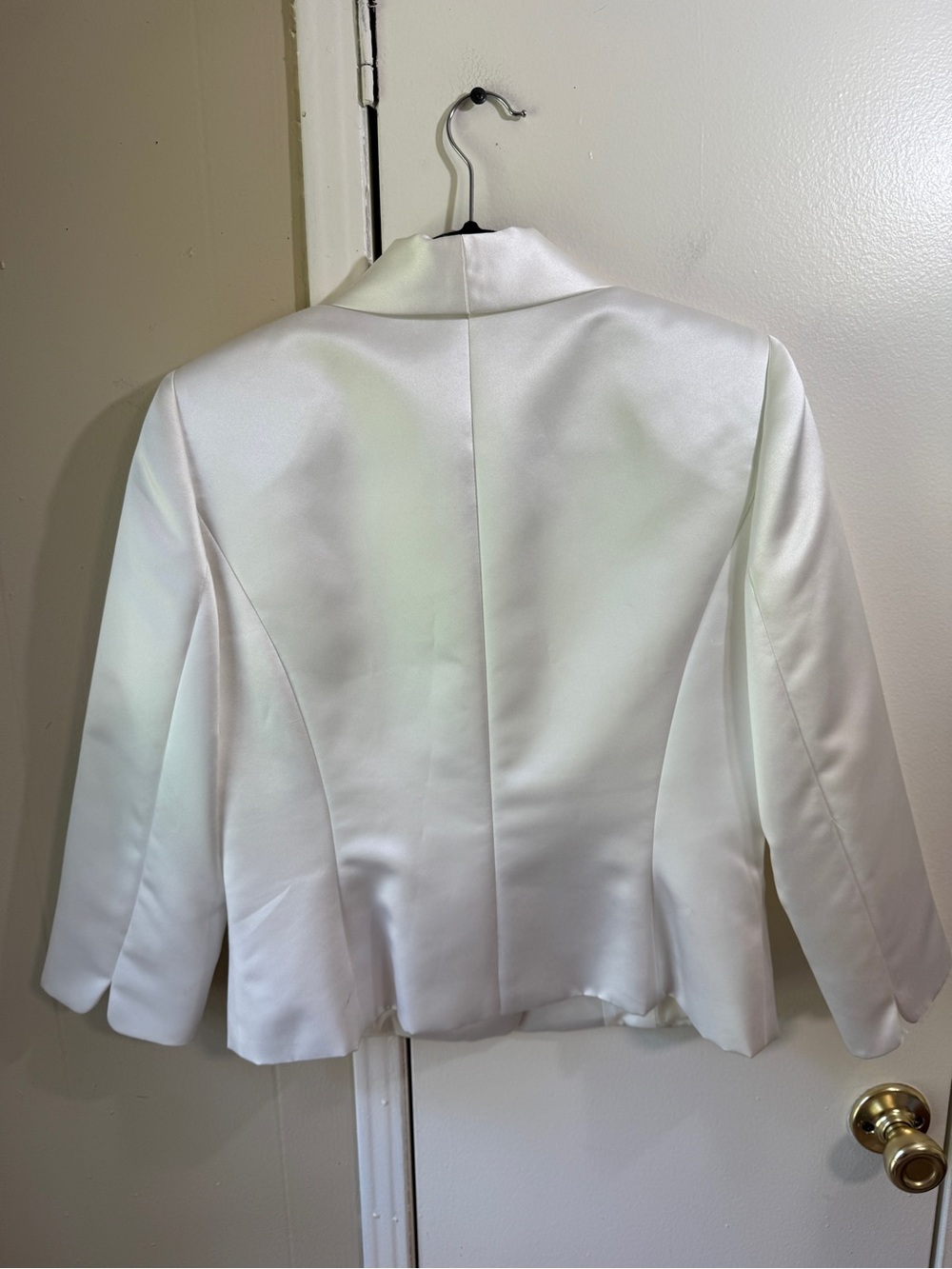 Tahari Luxe Ivory Satin Evening Jacket Blazer Womens 6 Wedding Guest Formal - Picture 7 of 14